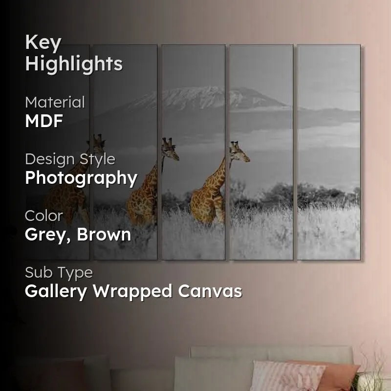 Wild Giraffe Wall Art - Five Piece Set media 2