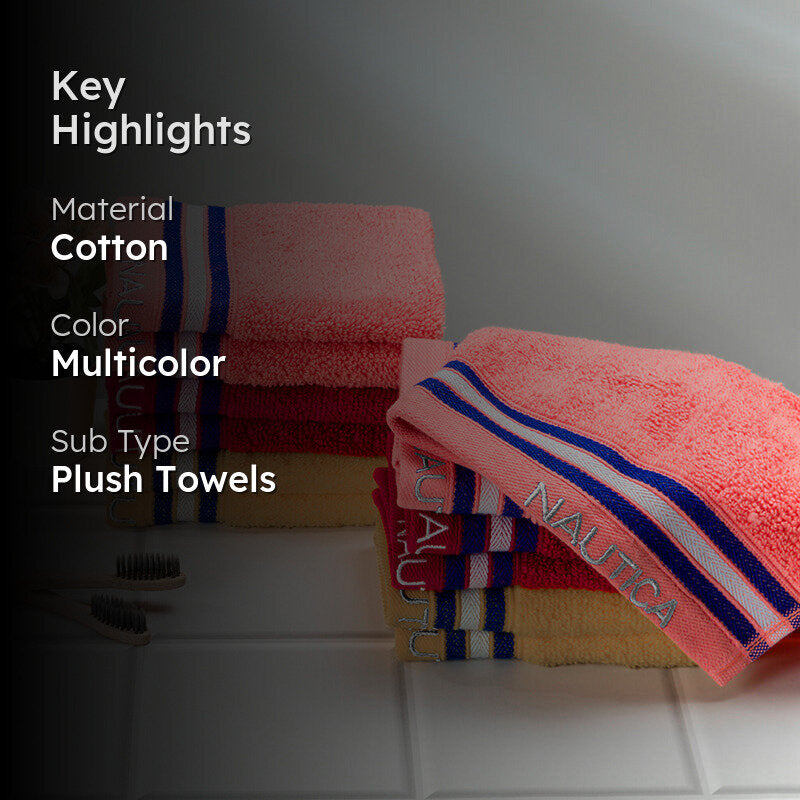Nautica Dove Down Cotton Face Towel (Coral, Burgundy & Beige) - Set Of Twelve media 2
