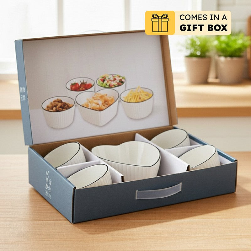Rioware Grain Touch Ceramic Serving Bowls (700/350 mL Each) - Set of Five