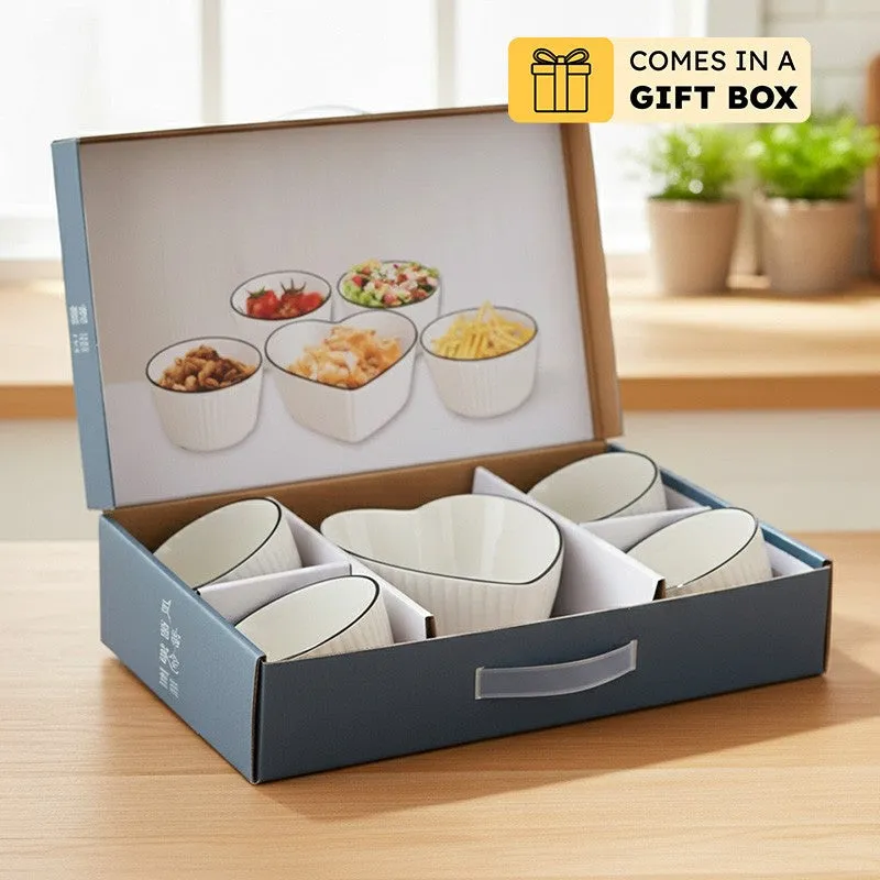 Rioware Grain Touch Ceramic Serving Bowls (700/350 mL Each) - Set of Five media 1