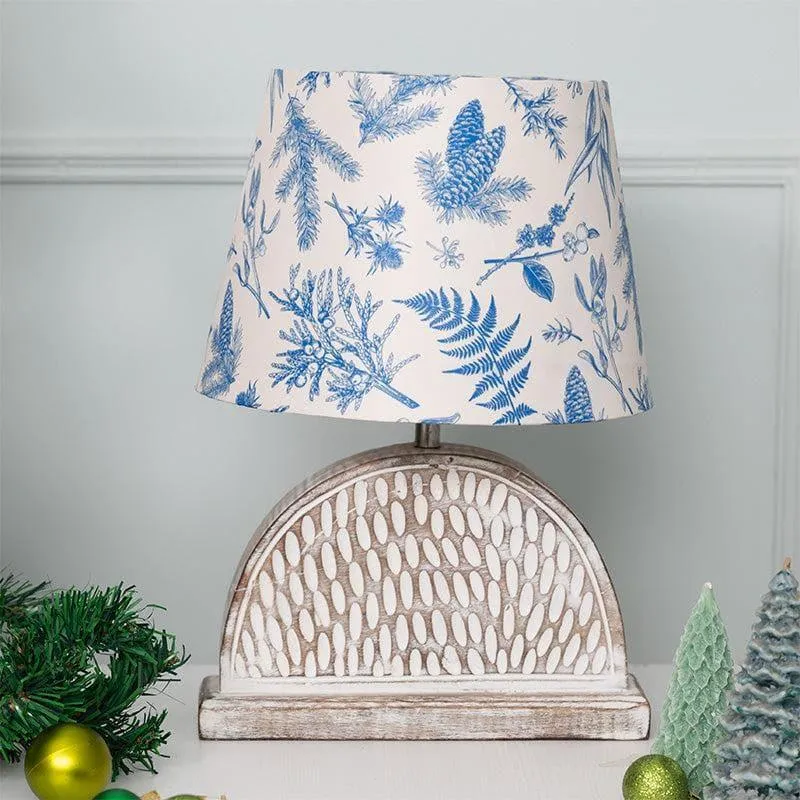 Floral Tinsel Hemidome Fabric Table Lamp - White,Blue media 3