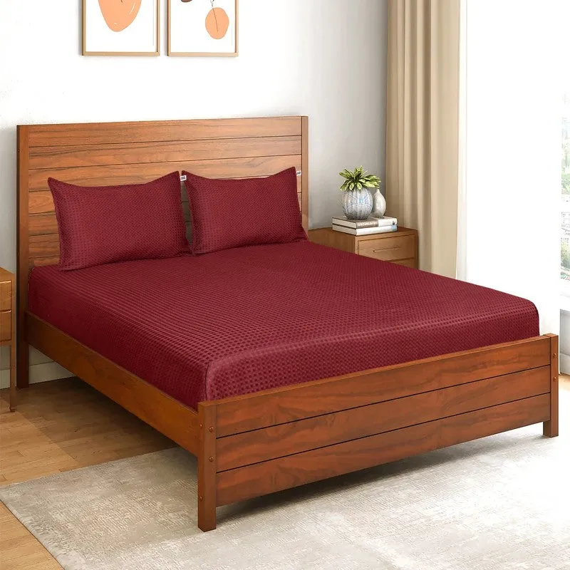 PlainLux Cotton Bedsheet (Maroon) - 150 TC media 1