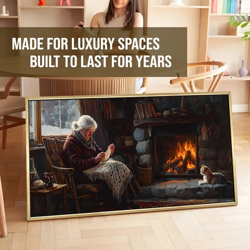 Fireside Canvas Wall Painting With Frame media 5