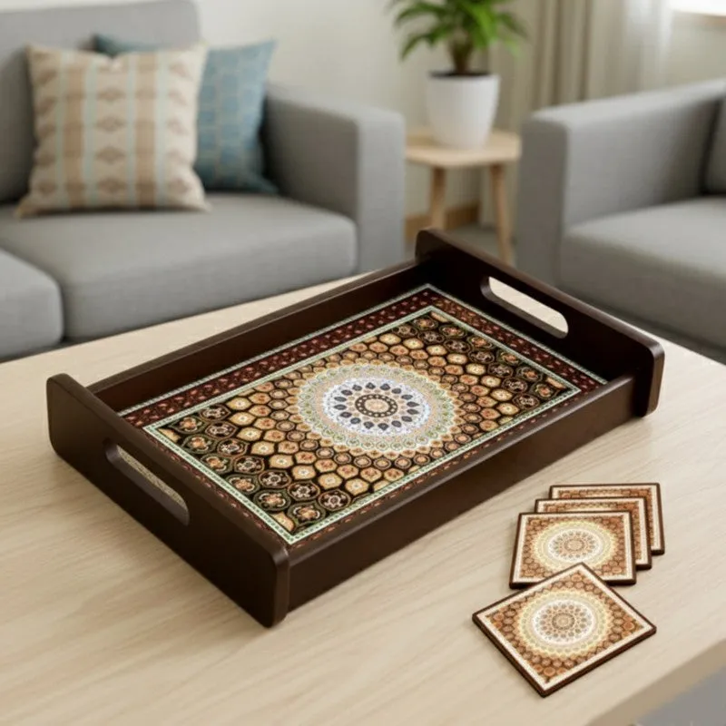 DecoDine Serving Tray with 4 Coasters - Five Piece Set media 3
