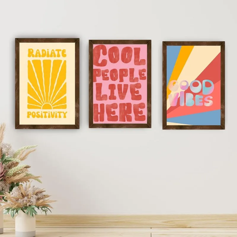 Positivity Pop Paper Wall Painting With Frame - Brown media 3