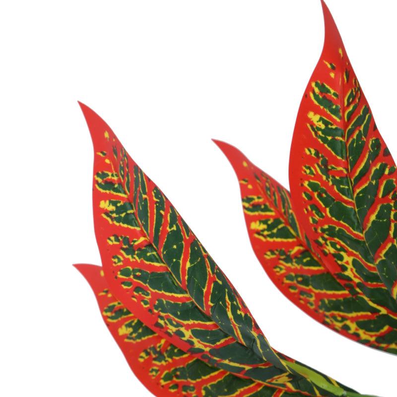 Faux Red Croton Plant With Black Plastic Pot (50 cms) - Set Of Two media 5