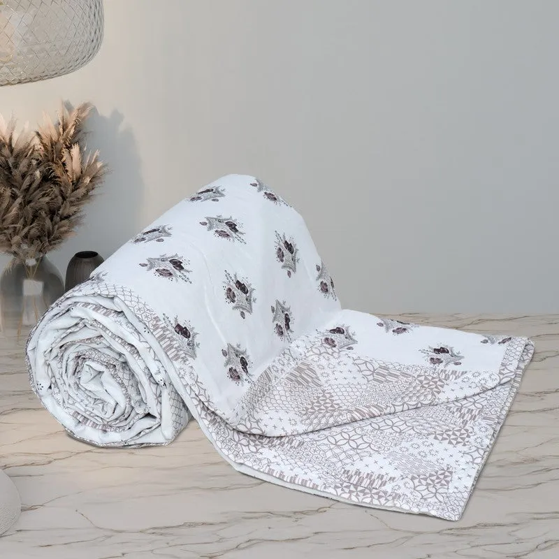 Tiny Bloom Reversible Cotton Dohar (Brown,White) - 120 GSM media 9