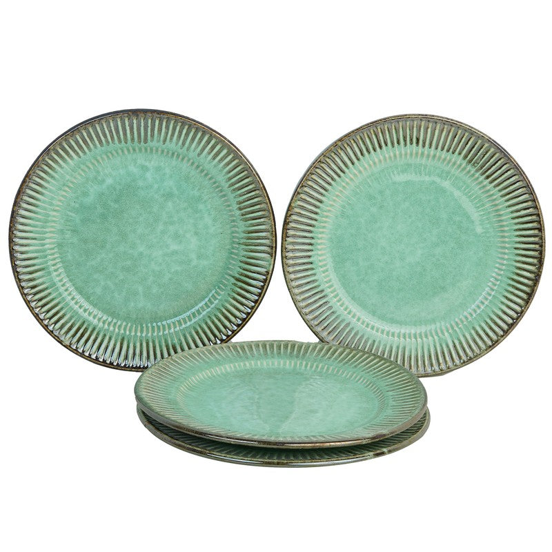 Mintora Green Ceramic Dinner Plate - Set Of Four media 3