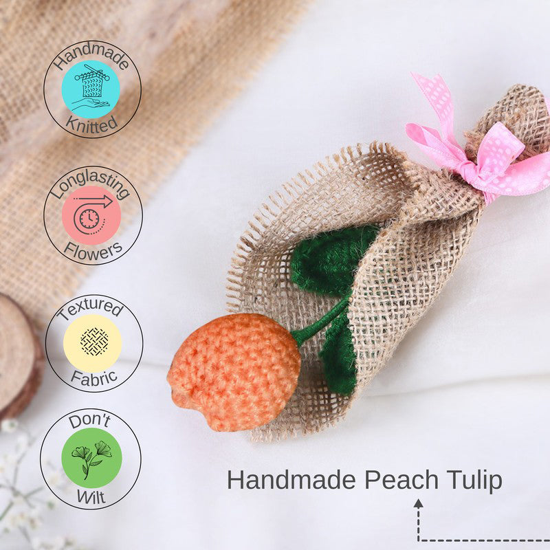 Crochet Handmade Tulip Bouquet -  Peach media 6