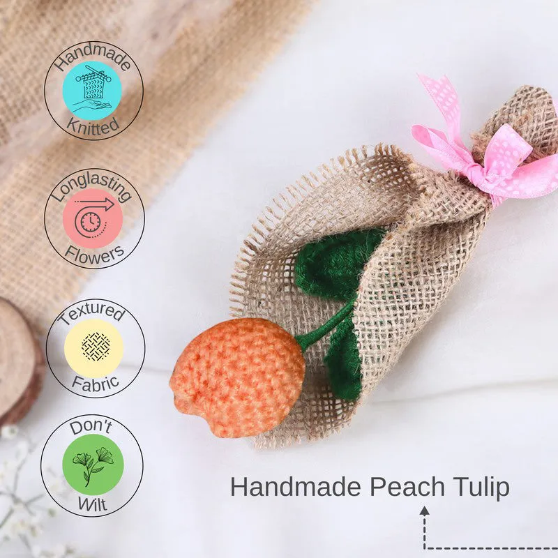 Crochet Handmade Tulip Bouquet -  Peach media 6