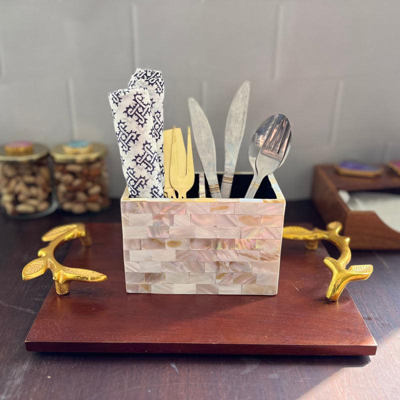 Suzzaine Handcrafted Mother Of Pearl Cutlery Holder
