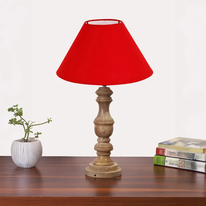 Cotin II Carve Wooden Table Lamp - Red,Brown media 3