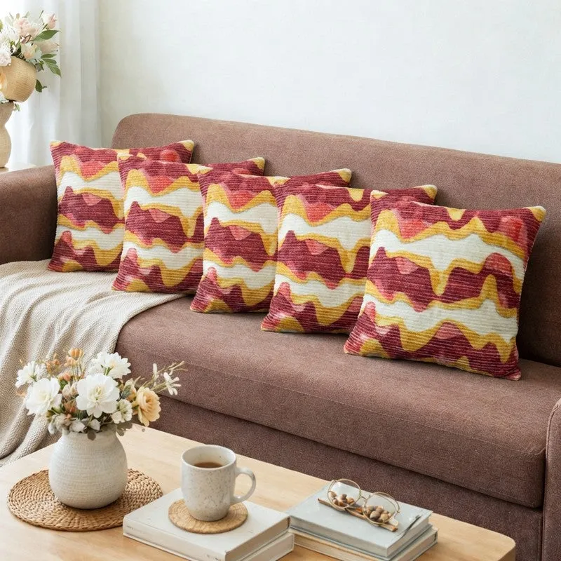 RythmFlow Cushion Cover (Maroon) - Set Of Five media 1