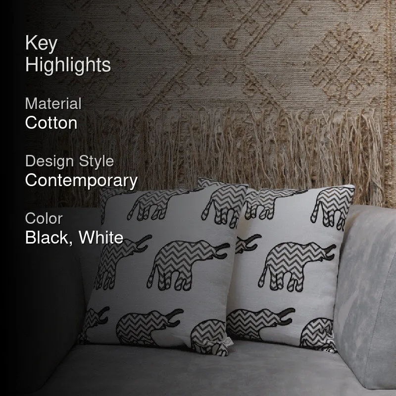 Plushie Trunks Tufted Cushion Cover (Black & White) - Set Of Two media 2