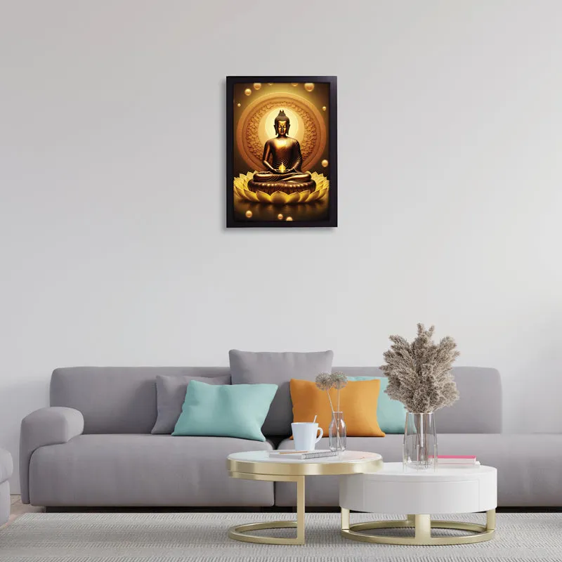 Golden Serene Buddha Wall Art media 3