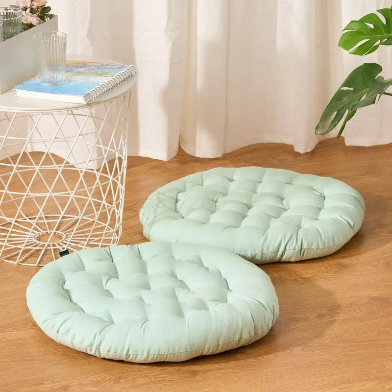 Fluffpod Solid Cotton Floor Cushion (Sage Green) - Set Of Two media 1
