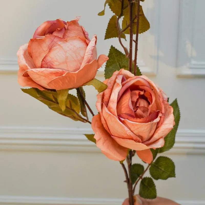 Faux Autumn Peony Flower Stick (Peach) - 36 CM media 4