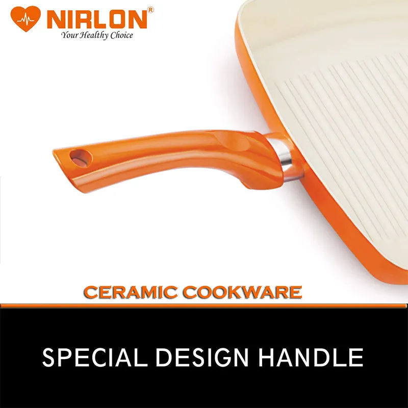 Nirlon Orange Ceramic Coating Grill Pan - 1500 ML/9 Inches media 5