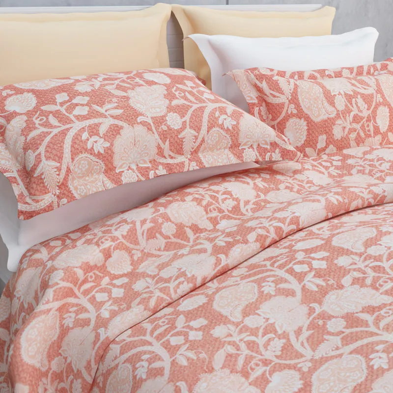 Dream Vines Cotton Bedsheet (Peach) - 144 TC media 10