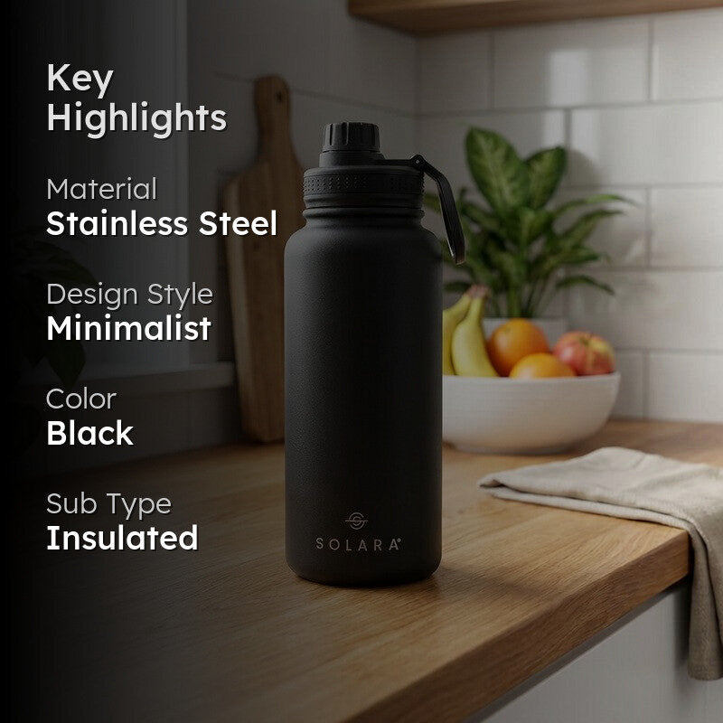 Solara Insulated Stainless Steel Bottle (1000 mL) - Black media 2