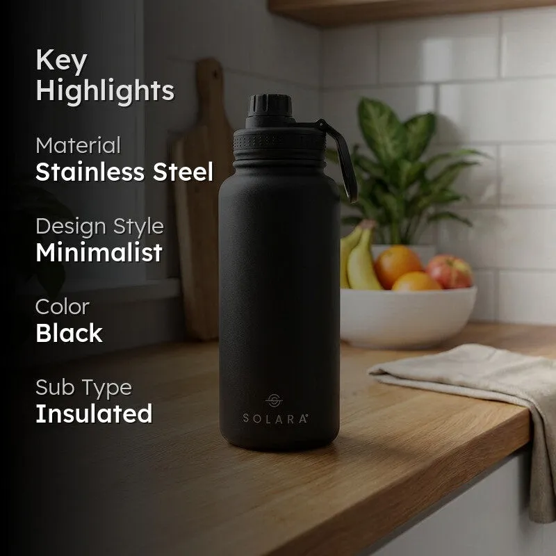 Solara Insulated Stainless Steel Bottle (1000 mL) - Black - 2