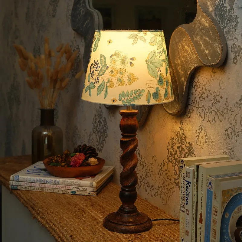 Blossom Wooden Base Cotton Table Lamp - Multicolor media 1