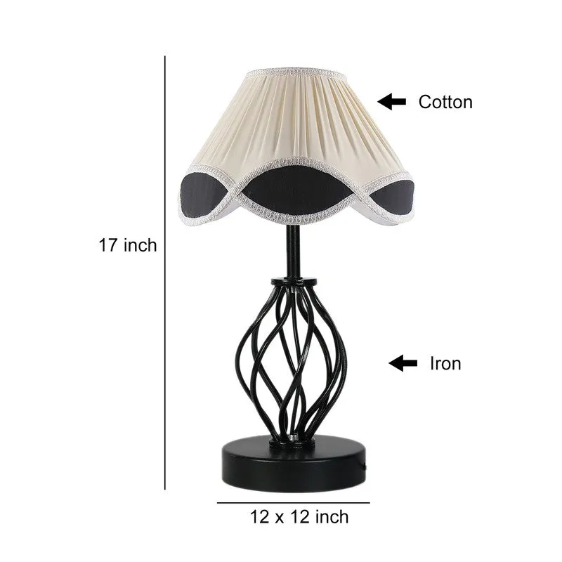 Auralirae Cotton Table Lamp With Wooden Base - Ivory media 9