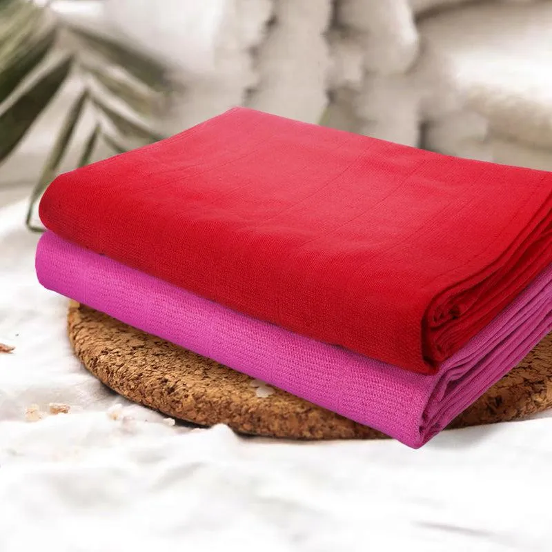 Sarda Bath Towel (Red & Puple) - Set Of Two media 1