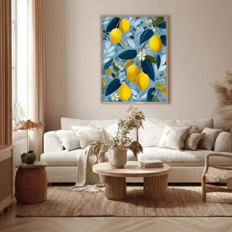 Zestara Lemon Branch Canvas Wall Painting With Brown Frame media 5