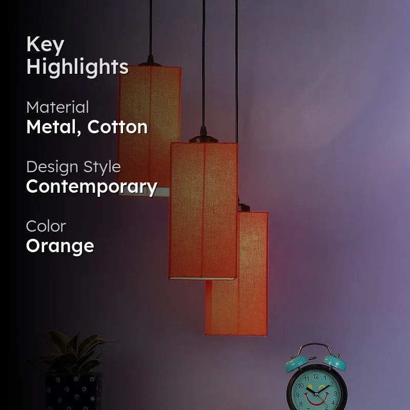 Warm Ivory Triple Metal Ceiling Lamp - Orange media 2