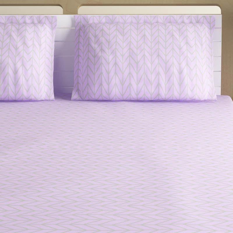 Swayam Madonna Printed Cotton Bedsheet (Lavender) - 180 TC media 3