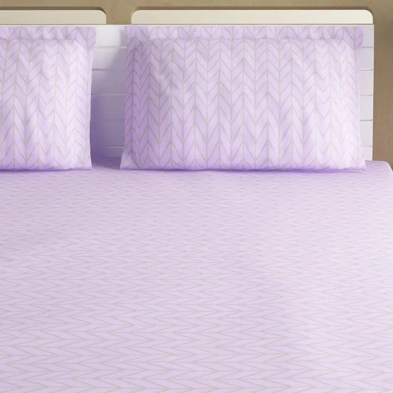 Swayam Madonna Printed Cotton Bedsheet (Lavender) - 180 TC media 3