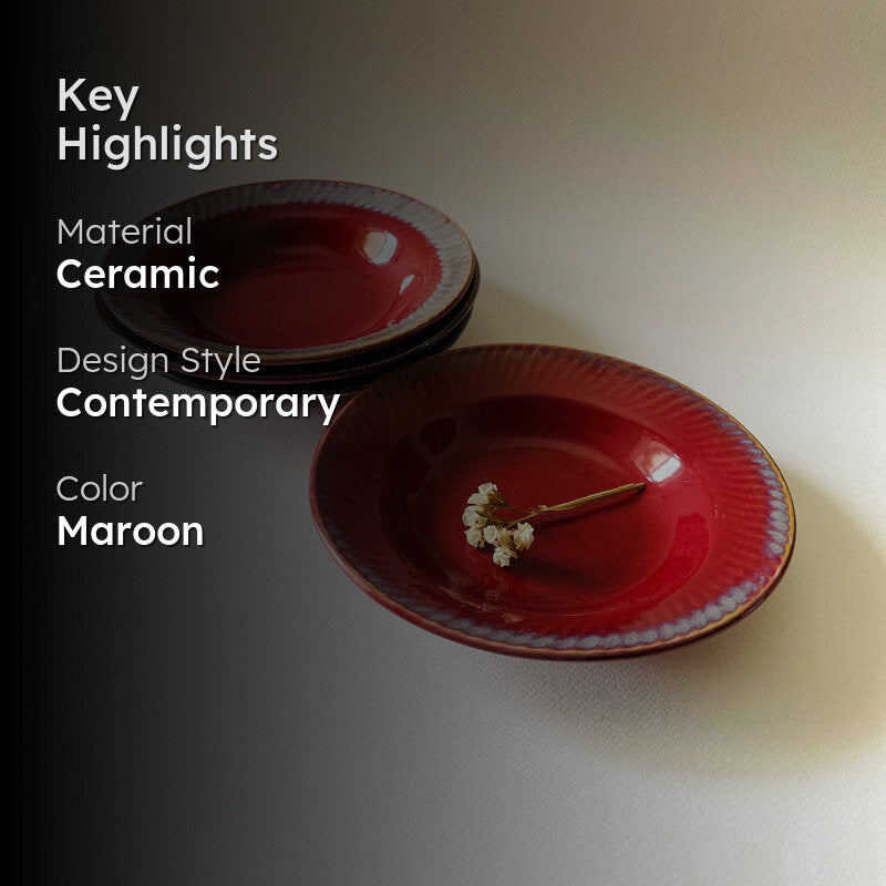 Raisel Pasta Plate (Maroon) - Set Of Four (7 Inches) media 2
