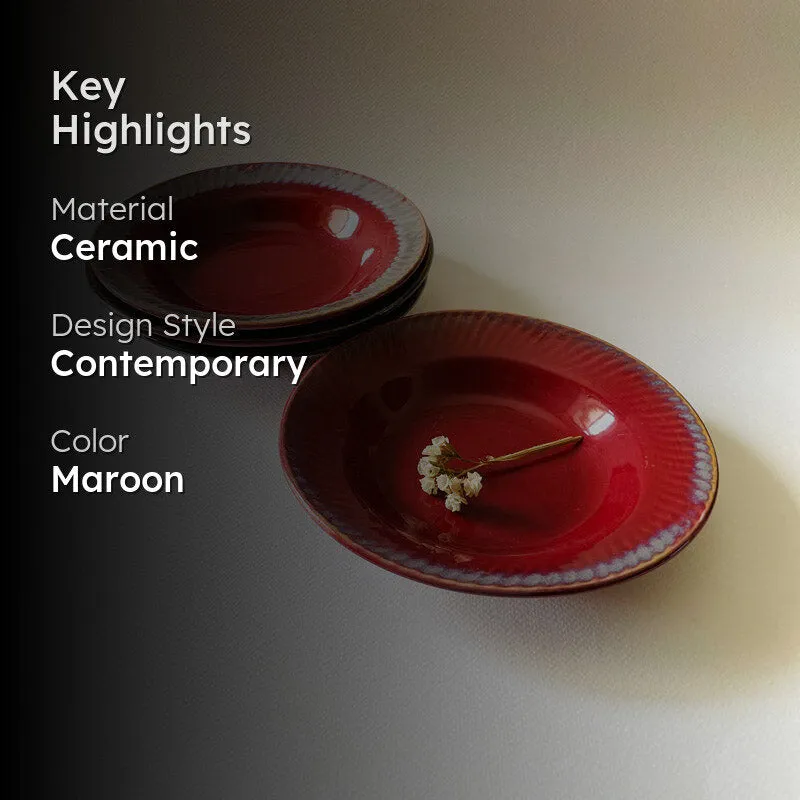 Raisel Pasta Plate (Maroon) - Set Of Four (7 Inches) media 2