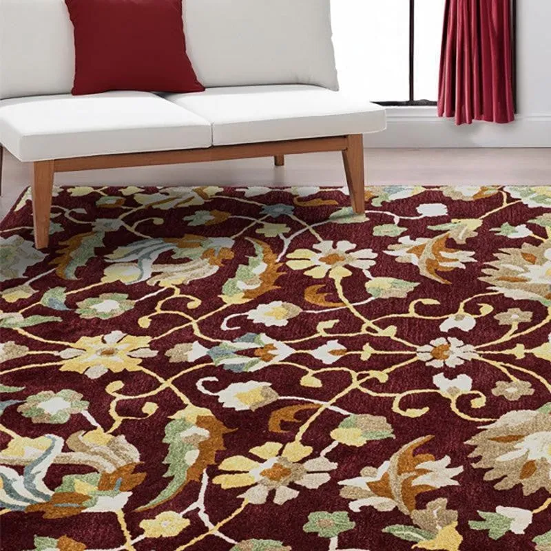 Sedna Hand Tufted Ethnic Wool & Nylon Carpet - Maroon media 3