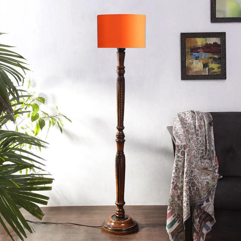 Biya Vintage Wooden Floor Lamp - Orange media 3