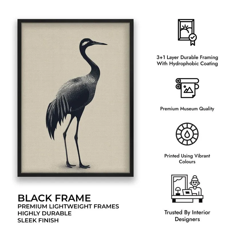 Graceful Crane Canvas Wall Painting With Black Frame media 11