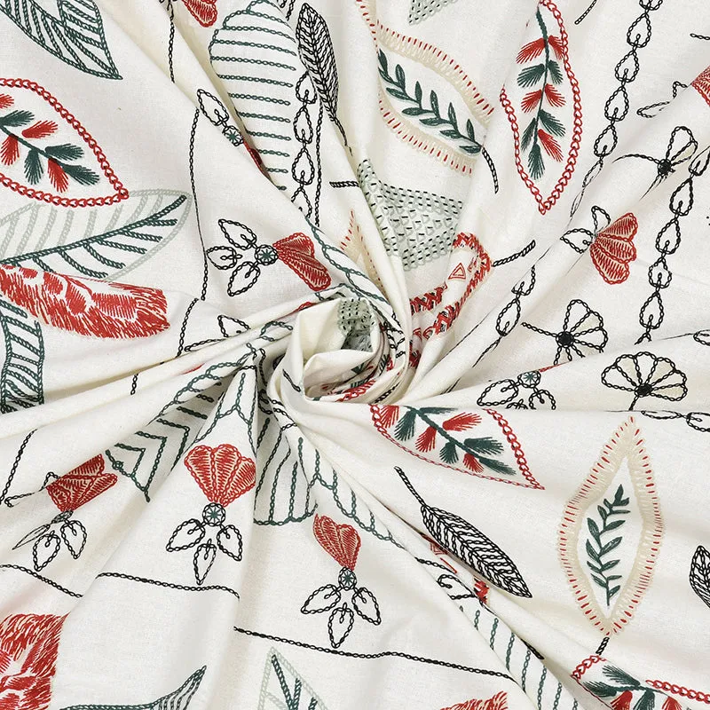 Aniditha Ethnic Cotton Bedsheet (Red,Ivory) - 160 TC media 6