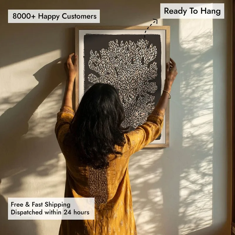 Tree of Life Illustration Canvas Wall Painting With Brown Frame media 8