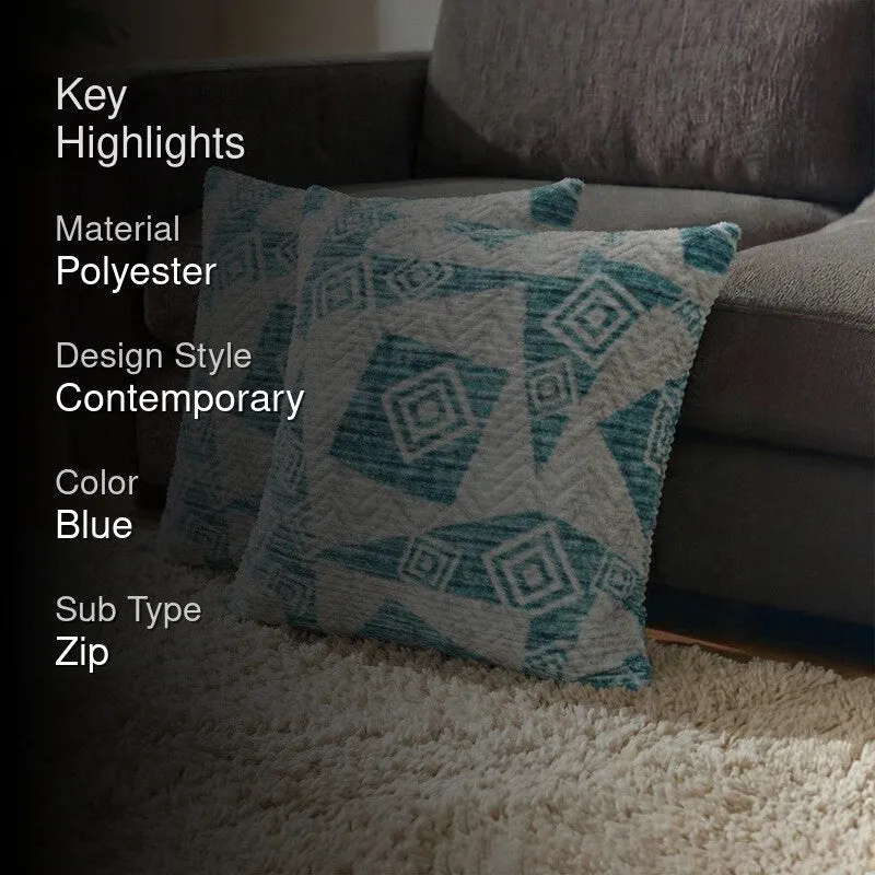 SquareDrift Cushion Cover (Blue) - Set Of Two media 2