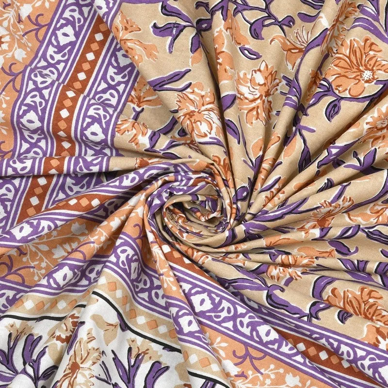 Bloomio Cotton Bedsheet (Beige, Purple, Yellow) - 240 TC media 5