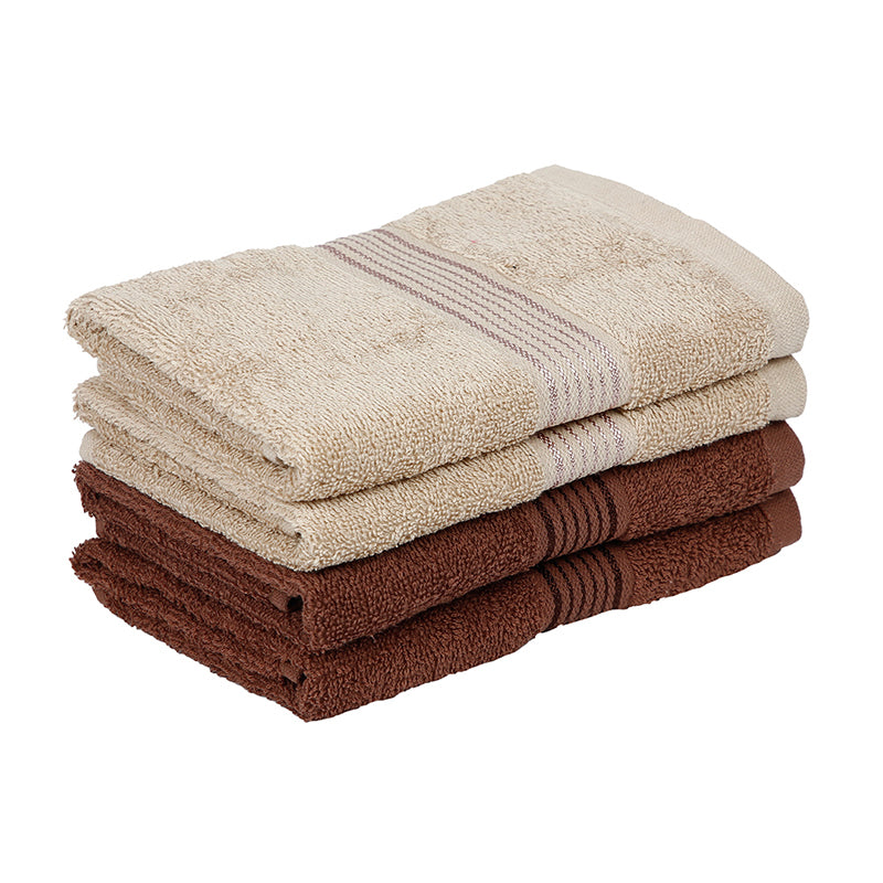 Pluma Cotton Hand & Face Towel (Brown & Beige) - Set Of Four media 4