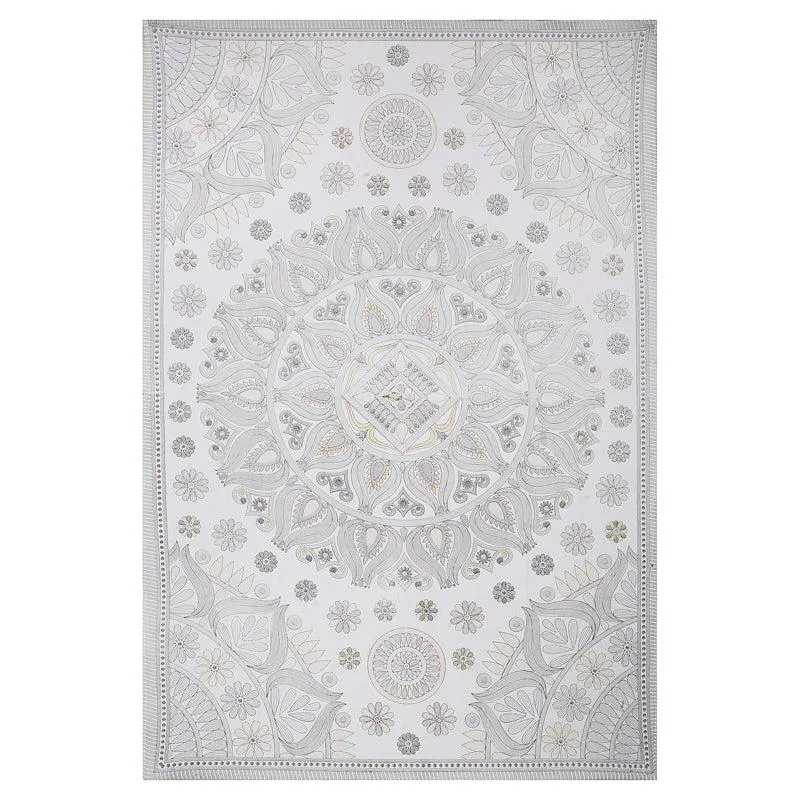 Madviya Floral Diwan Set (Grey & Yellow) - Six Piece Set media 5