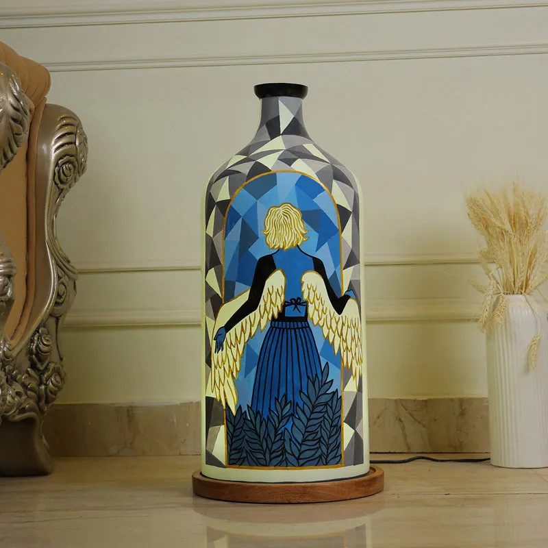Lady In Blue Hand Painted Glass Floor Lamp media 4