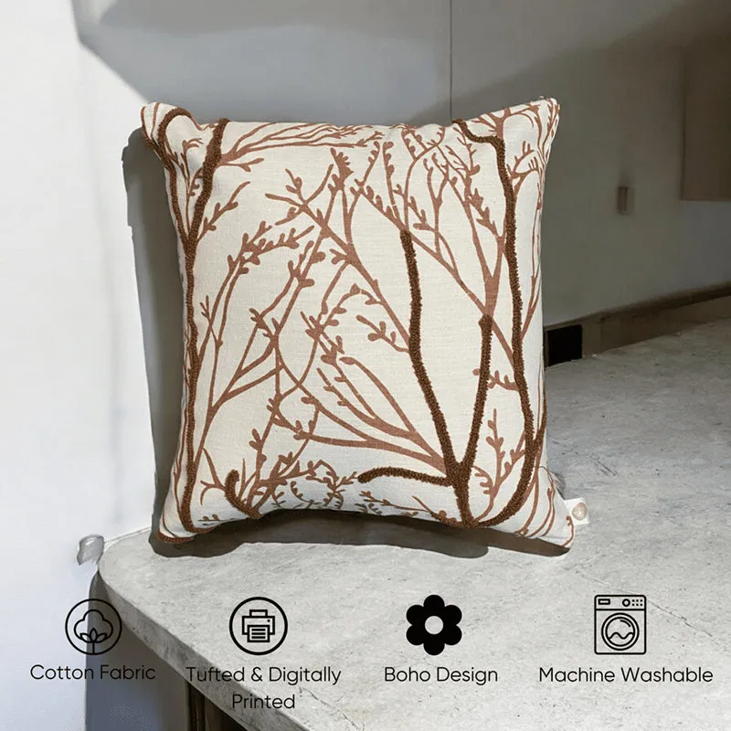 Autumn Naps Tufted Cushion Cover (White & Brown) - Set Of Three media 3