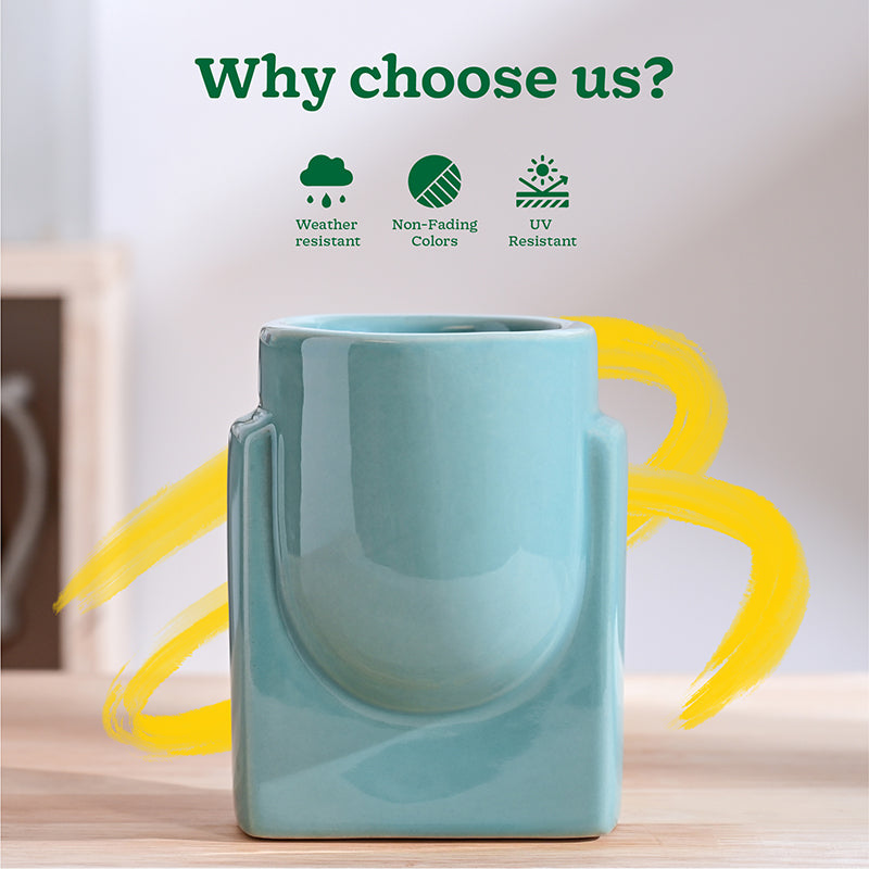 Ugaoo Minimalica Ceramic Planter - Aqua Green media 6