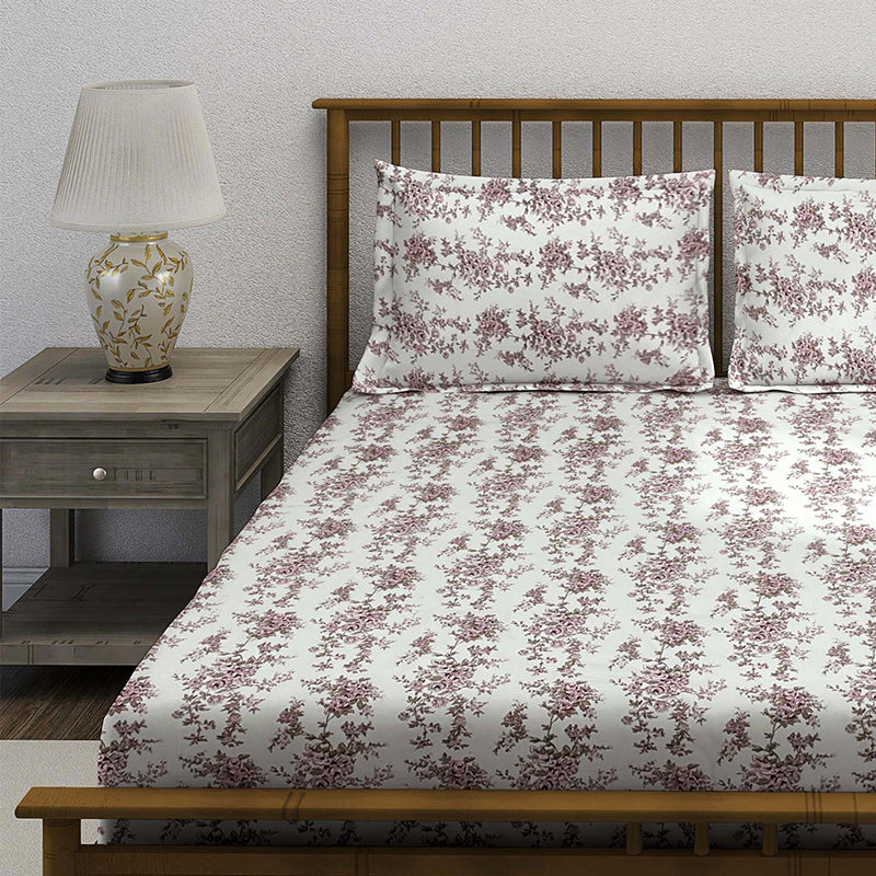 Swayam Rosabella Floral Cotton Bedsheet (Purple) - 250 TC media 6