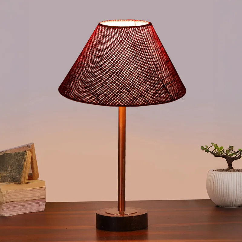 Sienna II Rodin Wooden Table Lamp - Maroon,Copper,Brown media 2