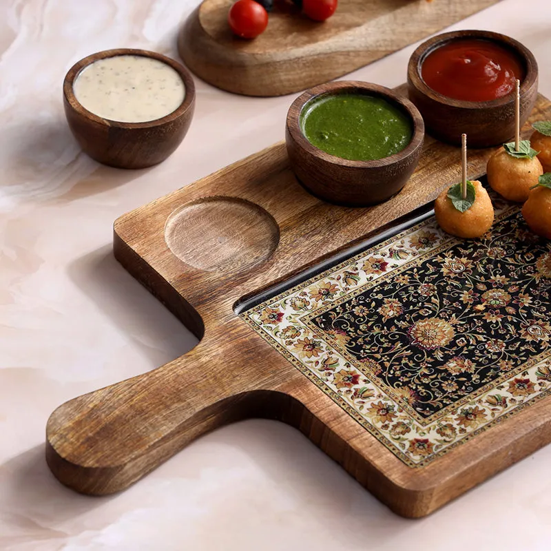 Mughal Glory Mango Wood Platter - Four Piece Set media 7