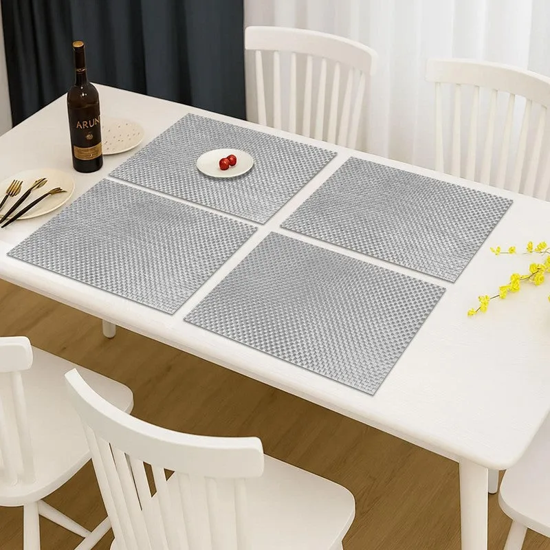 Vionne Silver Rectangle PVC Table Mats - Set Of Four media 1